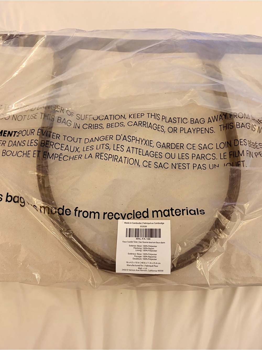 Mali + Lili Faux Suede Tote Bag - Brown (NIB) - Picture 5 of 5